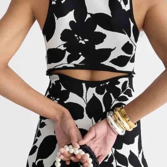 J. Crew Sleeveless Sweater Mini Dress in Floral Jacquard Size Small - Picture 9 of 15